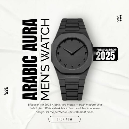 Full BLACK ARABIC AURA Quartz Watch